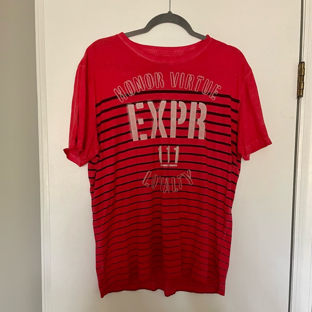 Express Red Striped Mens Graphic Tee